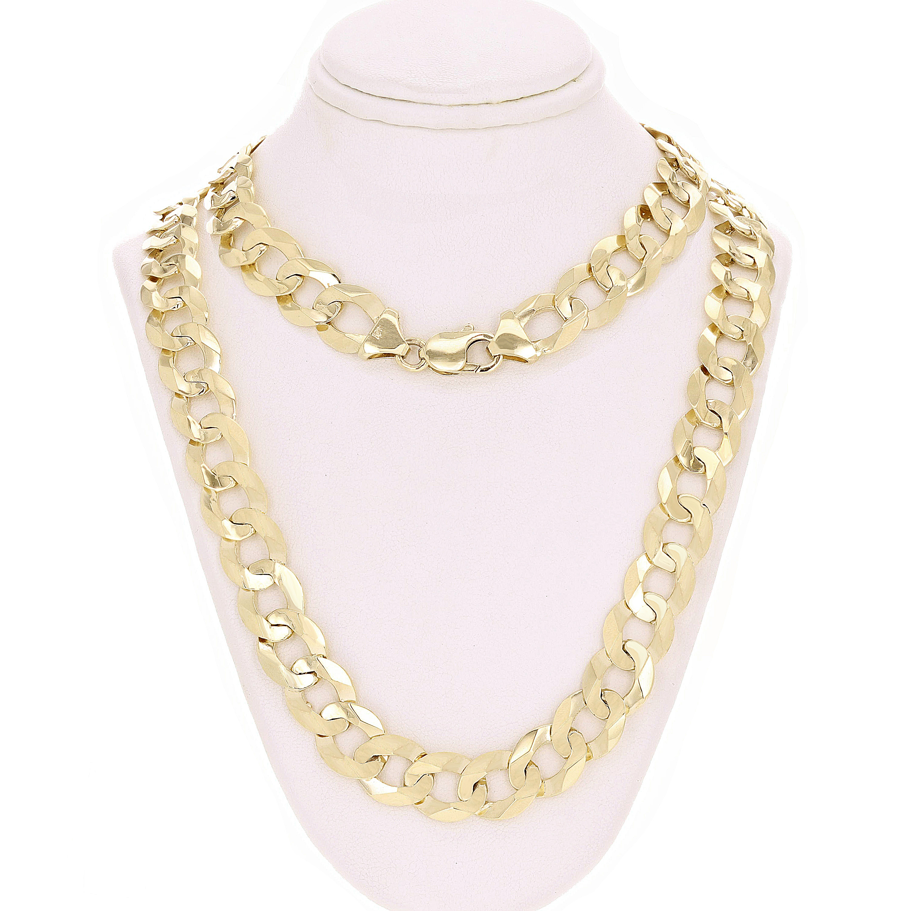 Mens 10k Yellow Gold Flat Cuban Link Chain Necklace 125mm 30 1103