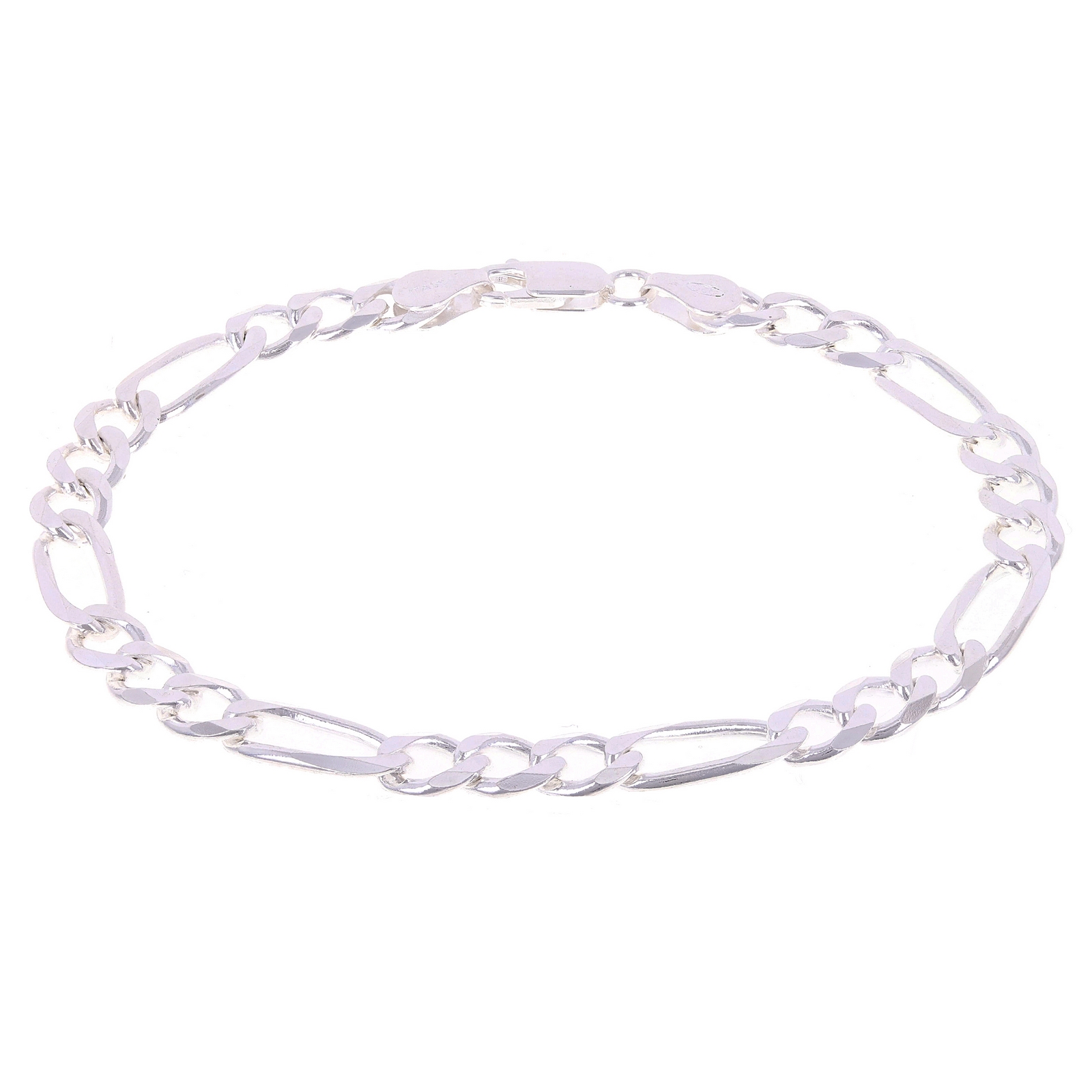 925 Sterling Silver Solid Figaro Link Bracelet 6mm 10