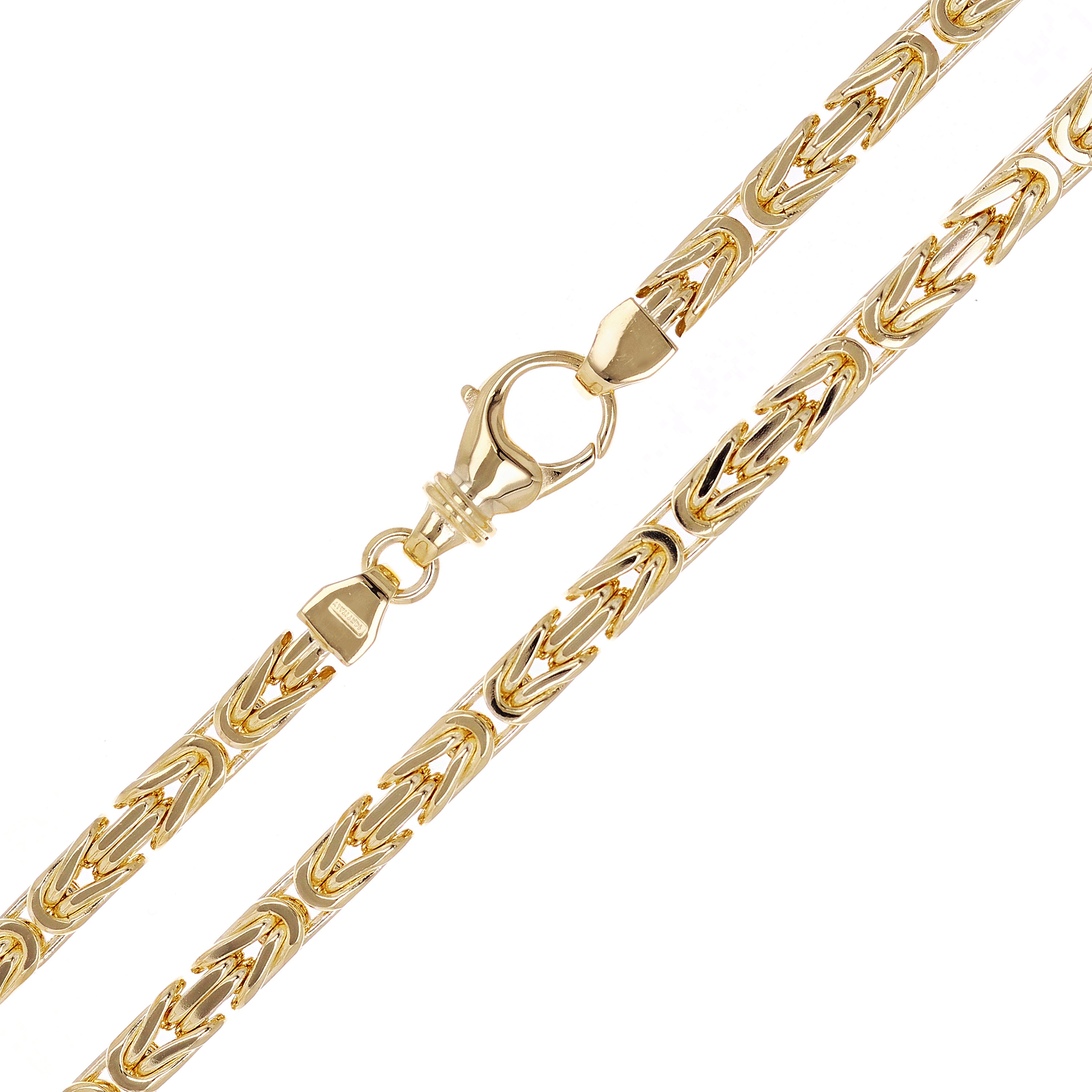 Italian 14k Yellow Gold Solid Square Byzantine Chain Necklace 24" 5.5mm