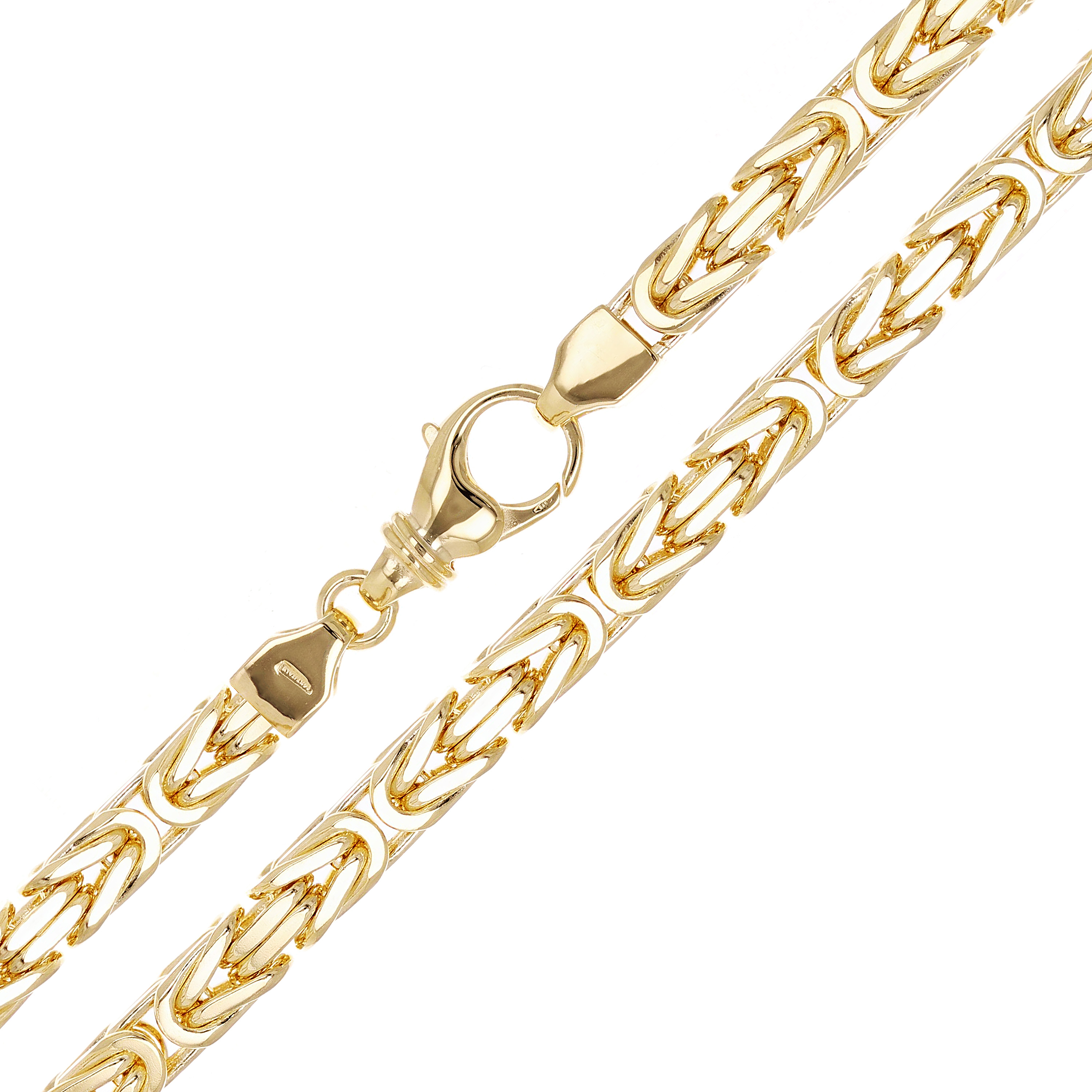 Italian 14k Yellow Gold Solid Square Byzantine Chain Necklace 24