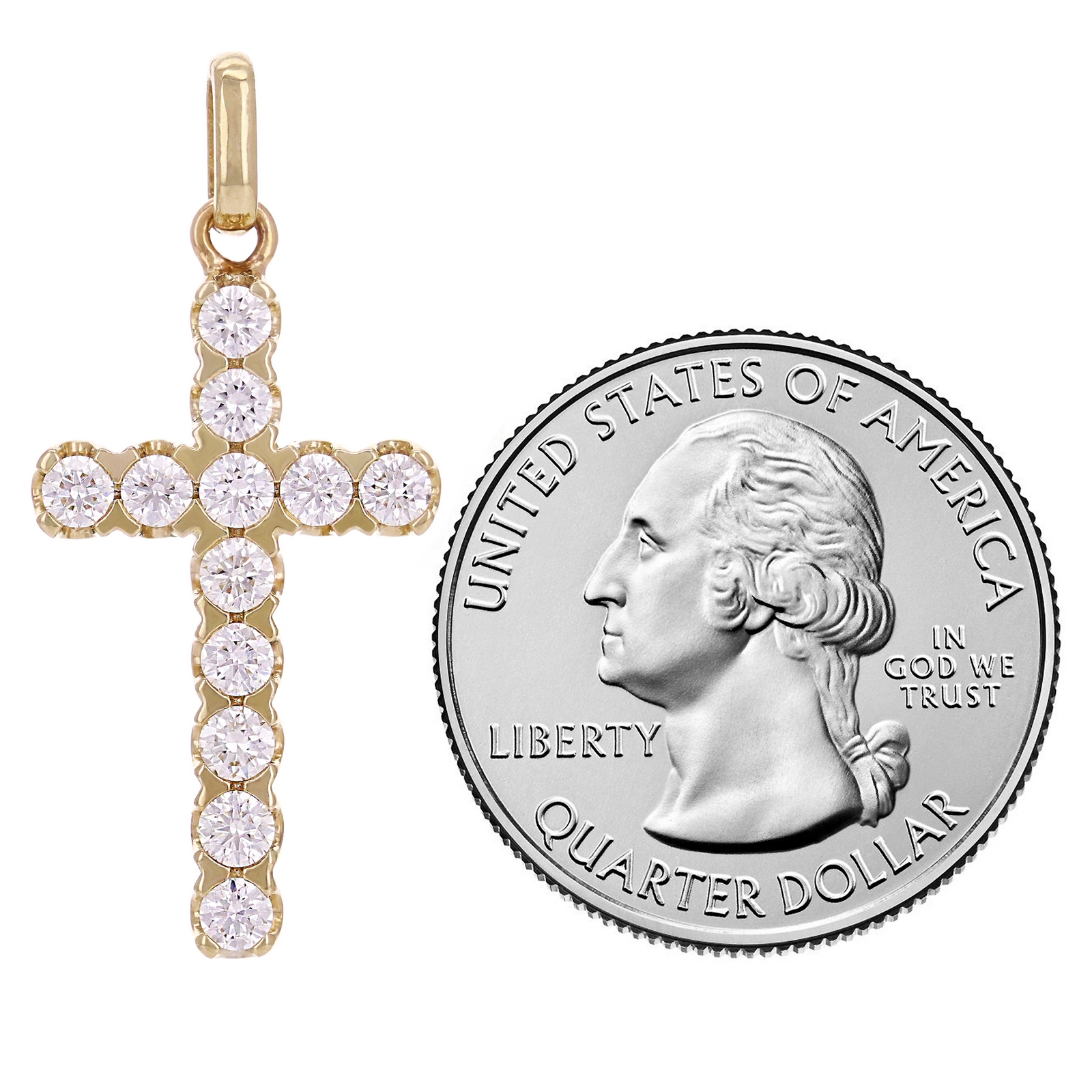 14k Yellow Gold 1ctw 2.6mm Diamonds Religious Cross Pendant | eBay