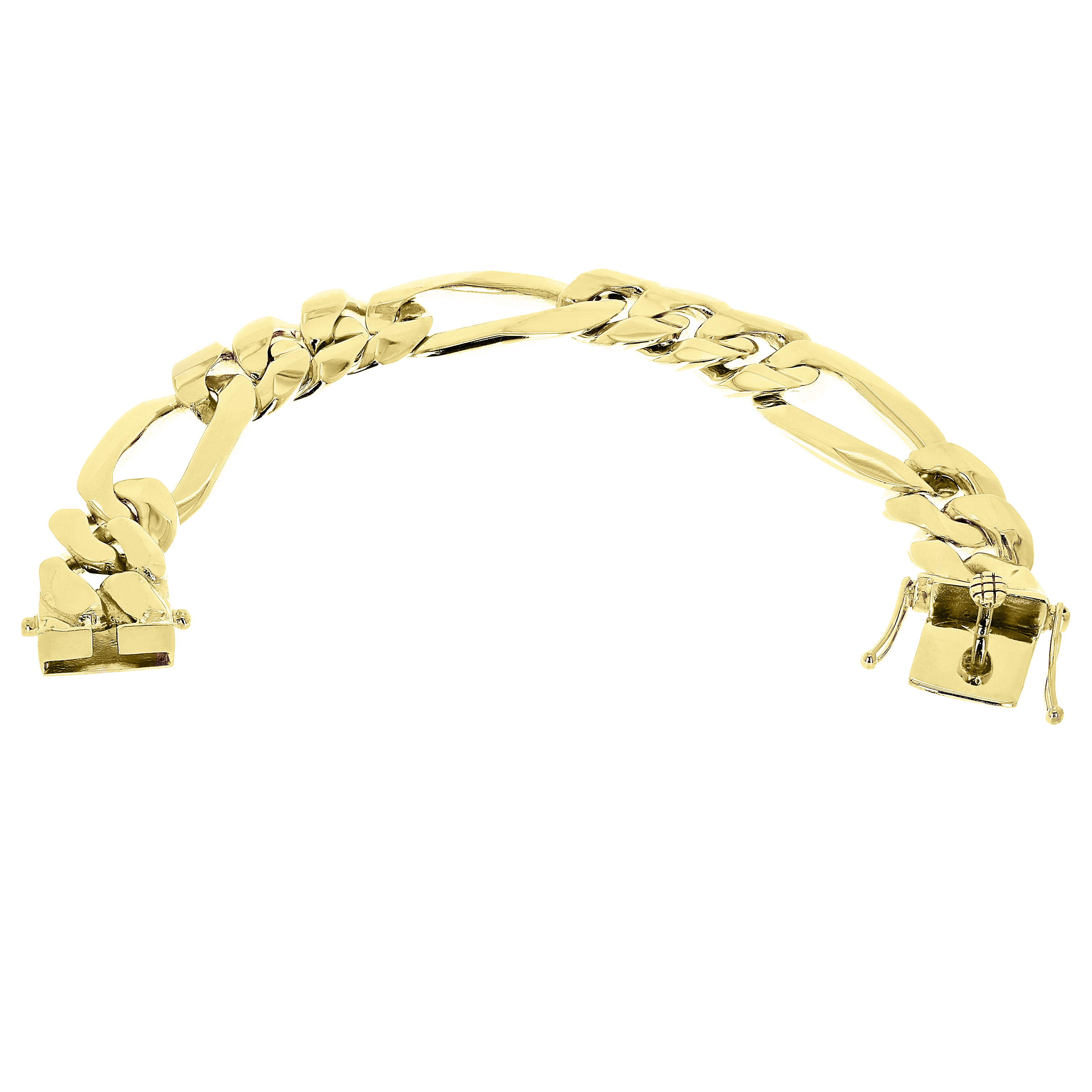 Men's 14k Yellow Gold Solid Heavy Link Figaro Chain Bracelet 9